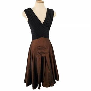 Cache Black and Brown Midi Dress